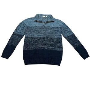 Men's Size M Hedge Black Gray Crewneck Knit Soft Sweater Cotton Zip Shirt Medium